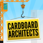 The Cardboard Architects logo: a construction crane holding a yellow sign that reads "Cardboard Architects".